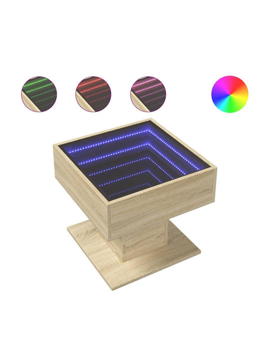 LED Coffee Table Oak 50x50x45 cm Processed Wood Brown 50 x 50 x 45 cm