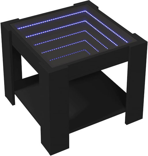 Masă de cafea LED neagră 53x53x45 cm lemn compozit 847540 neagră