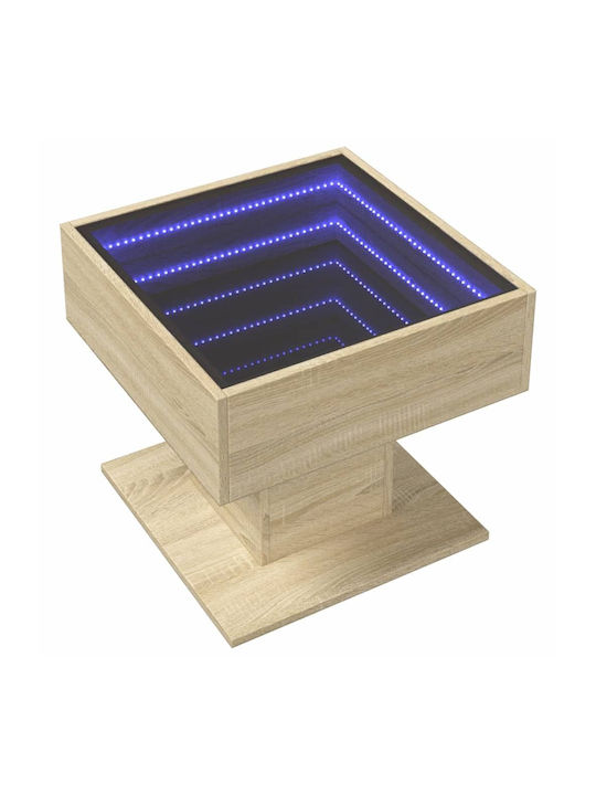 LED Coffee Table Oak 50x50x45 cm Processed Wood Brown 50 x 50 x 45 cm