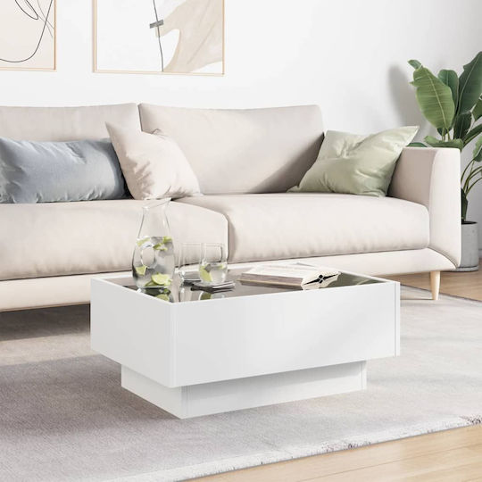 Coffee Table with LED White 70x50x30 cm Engineered Wood White 70 x 50 x 30 cm
