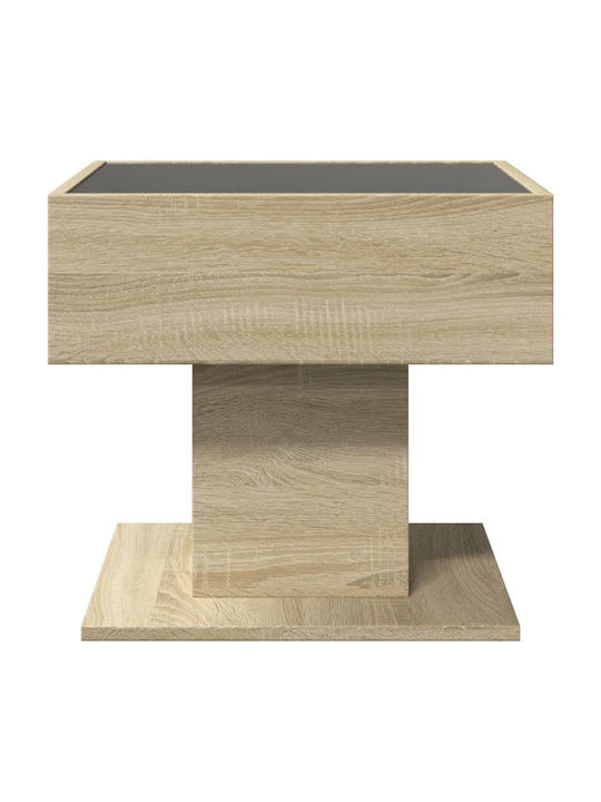 LED Coffee Table Oak 50x50x45 cm Processed Wood Brown 50 x 50 x 45 cm