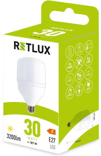 Retlux Bec LED 30W 300mm pentru Soclu E27 Alb cald