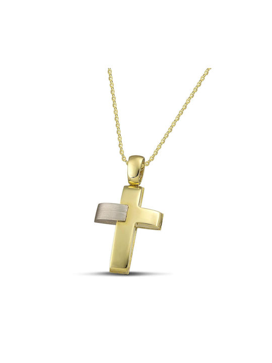 Themelidis Jewels Damen Gold Kreuz 14K mit Kette