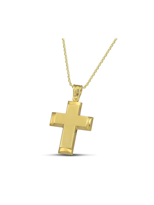 Themelidis Jewels Damen Gold Kreuz 14K mit Kette