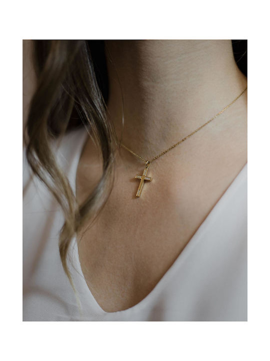 Themelidis Jewels Damen Gold Kreuz 18K mit Kette