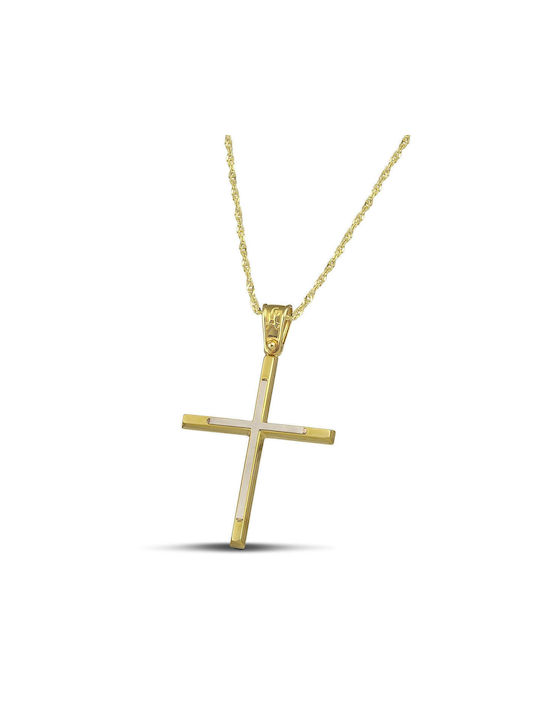 Themelidis Jewels Damen Gold Kreuz 14K mit Kette