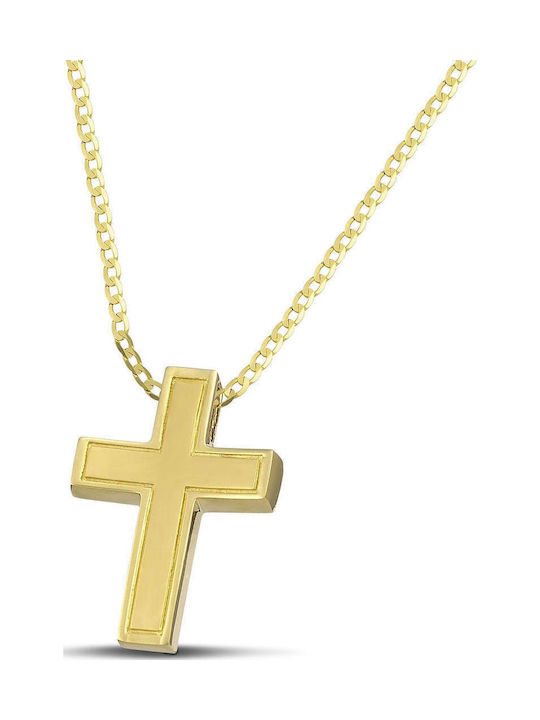 Themelidis Jewels Ανδρικός Χρυσός Σταυρός 14Κ Διπλής Όψης χωρίς Αλυσίδα