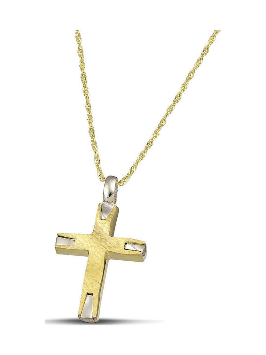 Themelidis Jewels Ανδρικός Χρυσός Σταυρός 14Κ Διπλής Όψης χωρίς Αλυσίδα