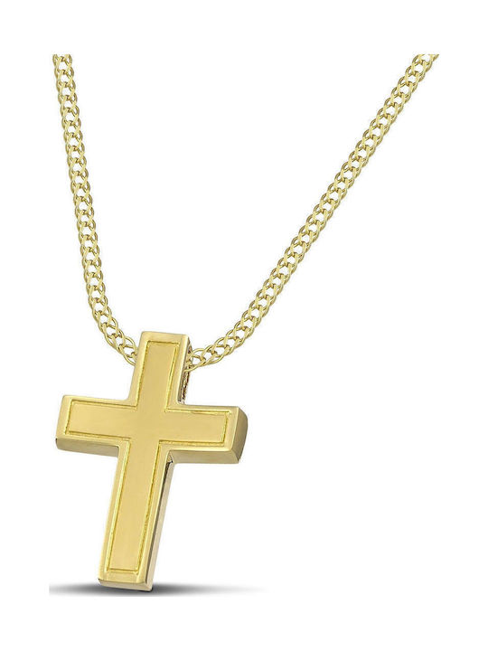 Themelidis Jewels Ανδρικός Χρυσός Σταυρός 14Κ Διπλής Όψης χωρίς Αλυσίδα