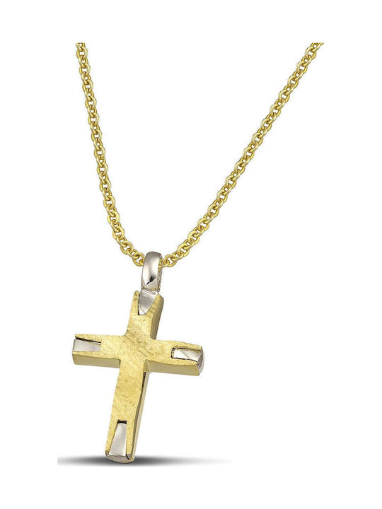 Themelidis Jewels Ανδρικός Χρυσός Σταυρός 14Κ Διπλής Όψης χωρίς Αλυσίδα