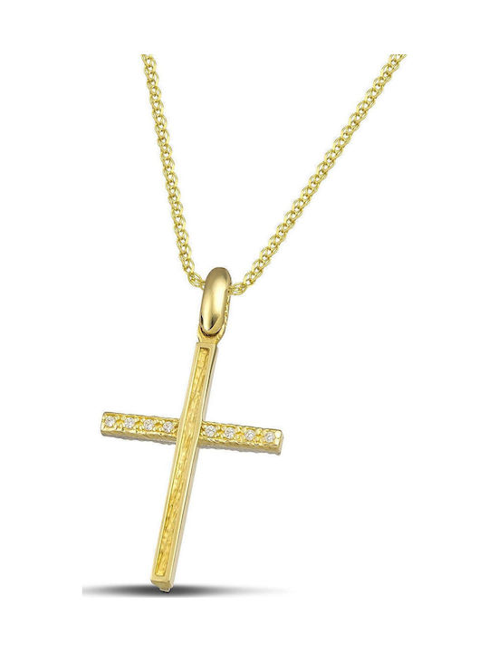 Themelidis Jewels Γυναικείος Χρυσός Σταυρός 14Κ Διπλής Όψης χωρίς Αλυσίδα