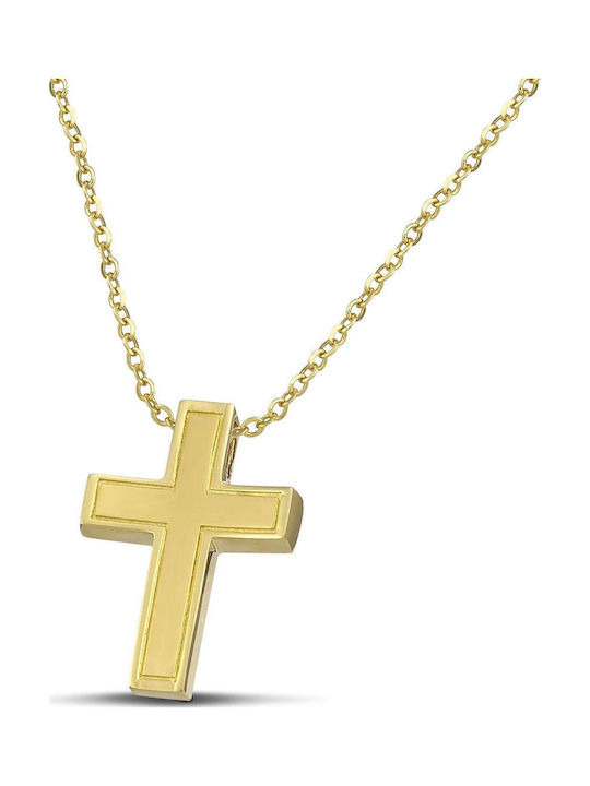 Themelidis Jewels Ανδρικός Χρυσός Σταυρός 14Κ Διπλής Όψης χωρίς Αλυσίδα