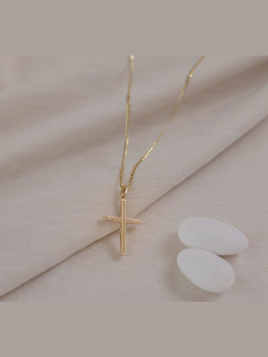 Themelidis Jewels Γυναικείος Χρυσός Σταυρός 14Κ Διπλής Όψης χωρίς Αλυσίδα
