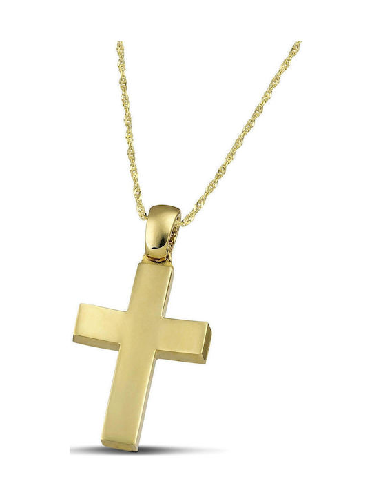 Themelidis Jewels Ανδρικός Χρυσός Σταυρός 14Κ Διπλής Όψης χωρίς Αλυσίδα