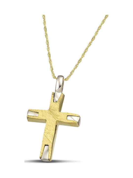 Themelidis Jewels Ανδρικός Λευκόχρυσος Σταυρός 14Κ Διπλής Όψης χωρίς Αλυσίδα
