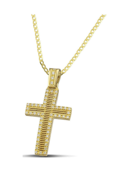 Themelidis Jewels Γυναικείος Χρυσός Σταυρός 14Κ Διπλής Όψης χωρίς Αλυσίδα
