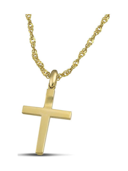 Themelidis Jewels Ανδρικός Χρυσός Σταυρός 14Κ Διπλής Όψης χωρίς Αλυσίδα