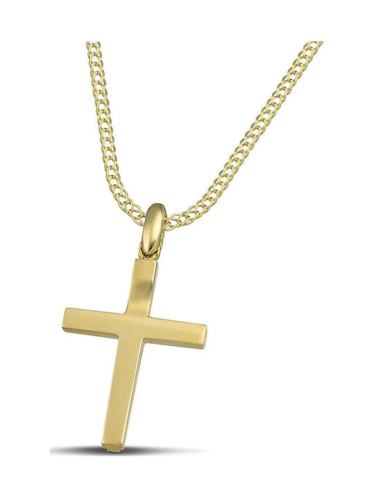 Themelidis Jewels Ανδρικός Χρυσός Σταυρός 14Κ Διπλής Όψης χωρίς Αλυσίδα