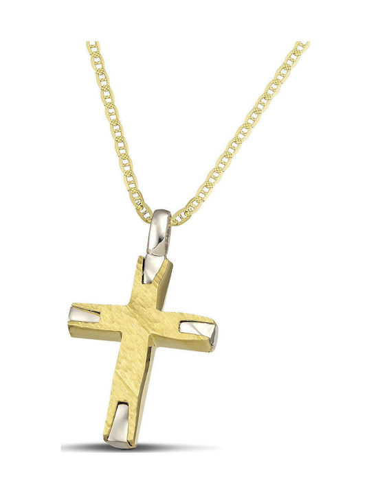 Themelidis Jewels Ανδρικός Λευκόχρυσος Σταυρός 14Κ Διπλής Όψης χωρίς Αλυσίδα