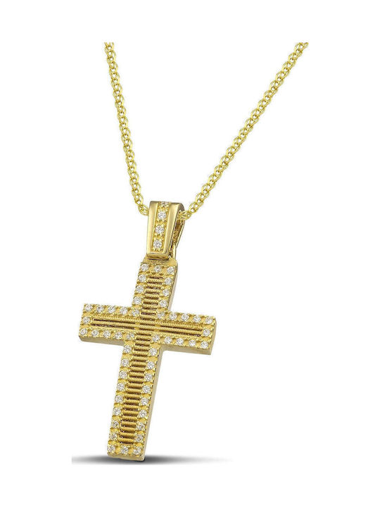 Themelidis Jewels Γυναικείος Χρυσός Σταυρός 14Κ Διπλής Όψης χωρίς Αλυσίδα