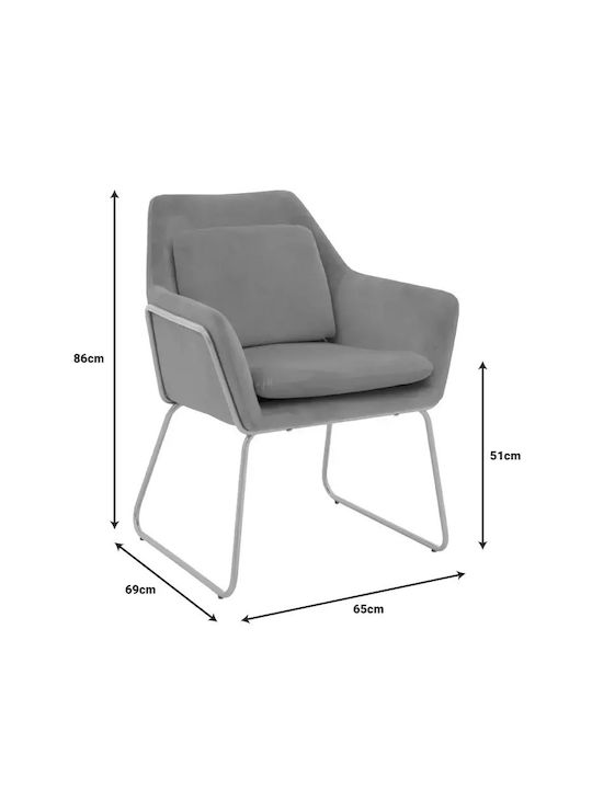 Mira Dining Room Velvet Armchair Grey-Gold 65x69x86cm