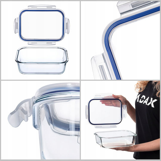 Kadax Glass Lunch Box Transparent 1520ml