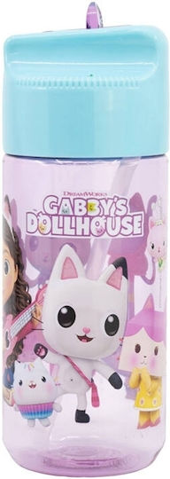 Stor Kinder Trinkflasche Gabby Kunststoff mit Stroh Lila-Blau 430ml