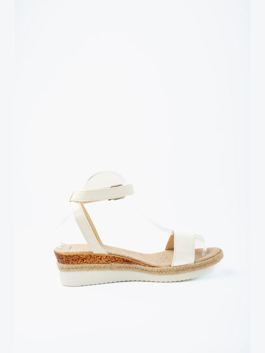 Women's Synthetic Leather Ankle Strap Platforms White