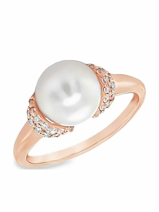 Xryseio Дамски Пръстен с Перли и Циркони от Розово злато 14K