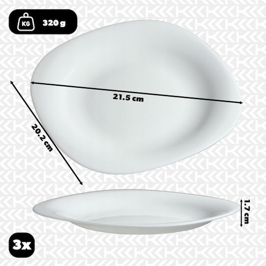 Kadax Farfurie joasă Oval Ceramică Alb 20x21cm