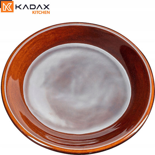 Kadax Πιάτο Βαθύ Κεραμικό Καφέ με Διάμετρο 24cm 2τμχ