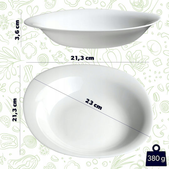 Kadax Πιάτο Βαθύ Λευκό με Διάμετρο 23cm 3τμχ