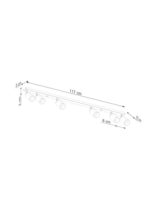 Sollux Winx Spot with 6 Lights and with Socket GU10 in Black Color