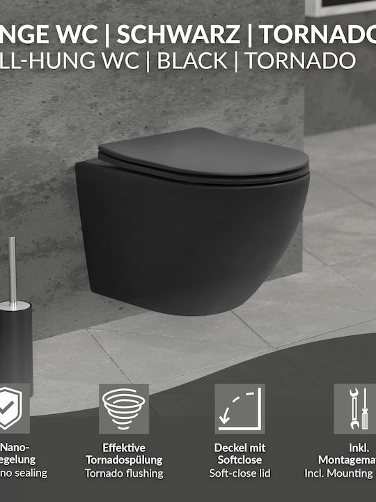 LuxeBath Λεκάνη Κρεμαστή με Καζανάκι με Κάλυμμα Duroplast Μαύρη 4064649212176 LuxeBath Λεκάνη Κρεμαστή με Καζανάκι με Κάλυμμα Duroplast Μαύρη 4064649212176