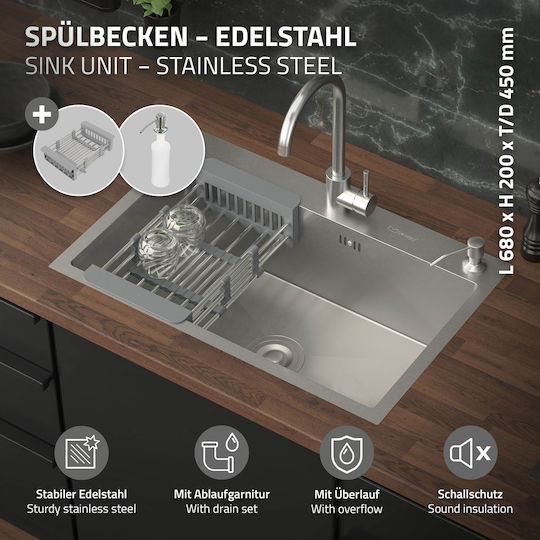 ML-Design 490013832 Drop-In Inox Μ68xΠ45cm Argintiu