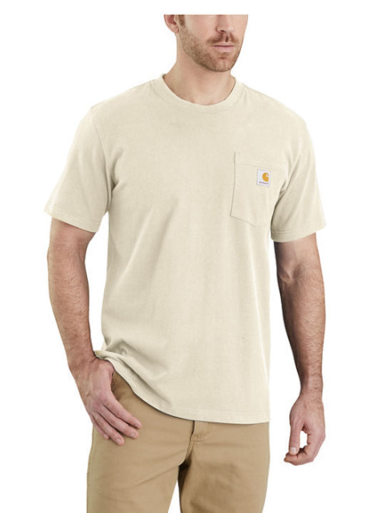 Carhartt Heavyweight Ανδρικό T-shirt Κοντομάνικο Oat Milk