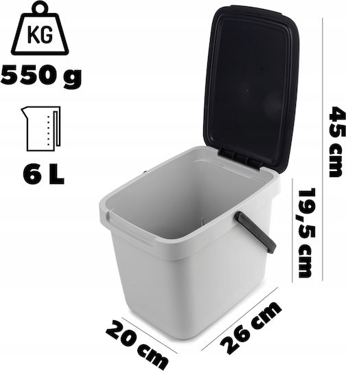 Kadax Coș de Gunoi Plastic Gri 6lt 1buc
