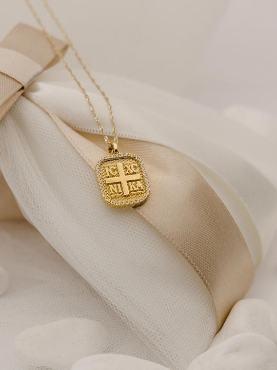 Themelidis Jewels Чарм Фулактó Константин с Камъни от Жълто Злато 14 Карата със Зиркон