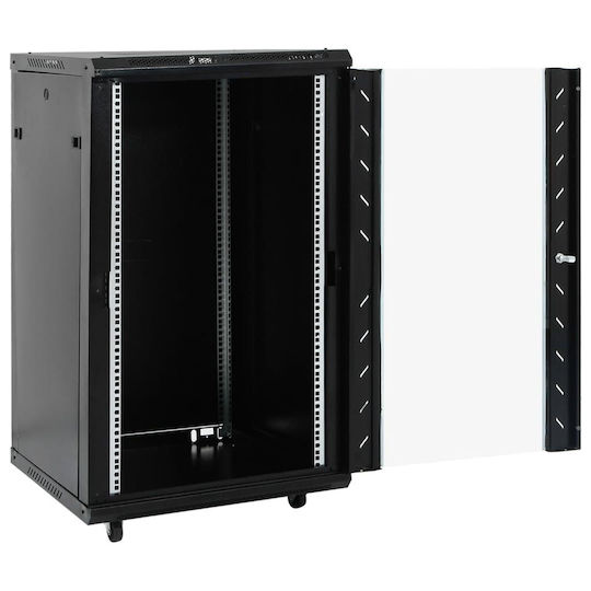 vidaXL Επιδαπέδια Καμπίνα Rack 18U 60x60x100cm Μαύρο 3307631