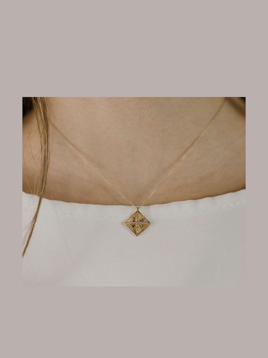 Themelidis Jewels Necklace Constantine Amulet from Gold 14K with Diamond