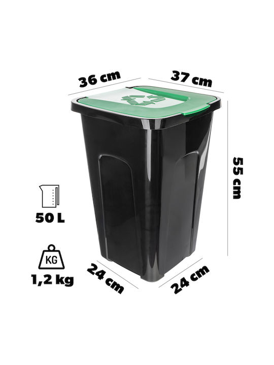 Kadax Coș de Gunoi Plastic Verde 50lt 1buc