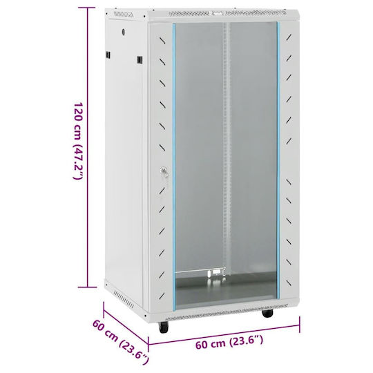 vidaXL Boden Rack-Schrank 22U 60x60x120cm Schwarz 3307634