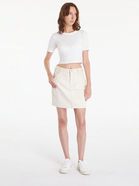 Denim Mini Skirt White