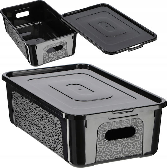 Kadax Plastic Cutie de Depozitare cu Capac Negru 5lt 1buc