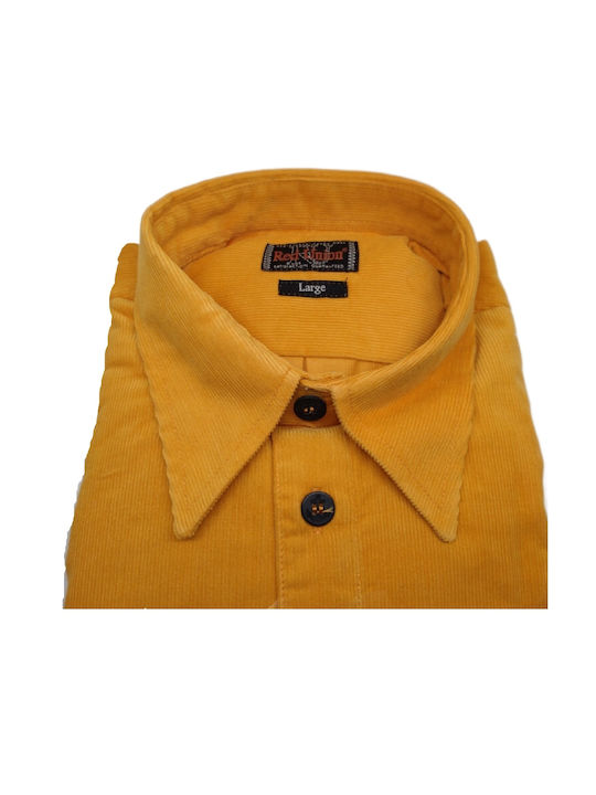 Men's Shirt 8-2016.YEL Fine Corduroy, Regular Line, Long Sleeve. Yellow