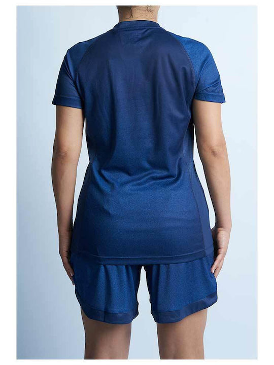 4F Damen Sportliches Bluse Kurzärmelig Blau