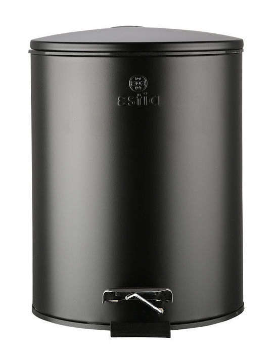 Estia Classic Metallic Bathroom Brush and Trash Can Set Soft Close 5l Black
