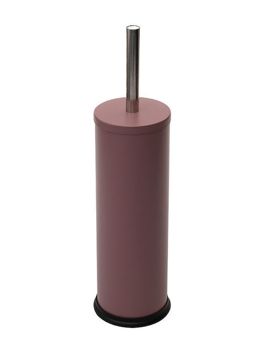 Estia Classic Metallic Toilet Brush and Basket Set Soft Close 5lt Pink