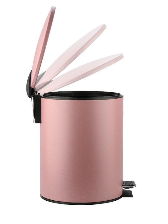 Estia Classic Metallic Toilet Brush and Basket Set Soft Close 5lt Pink
