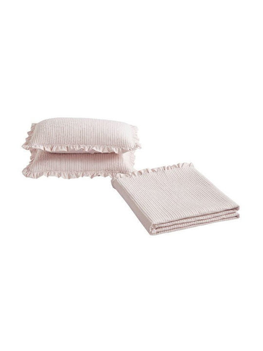 Liolios Home Armony Σετ Κουβερλί Υπέρδιπλο Pink 240x260cm 3τμχ